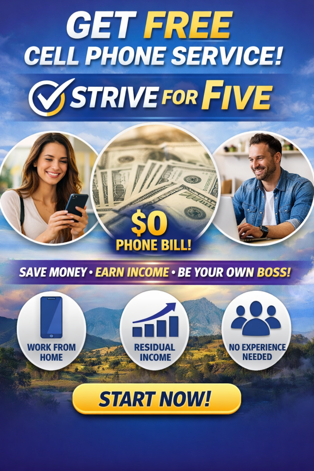 Get free cell phone service with the Strive for Five program and build income as an independent business owner
